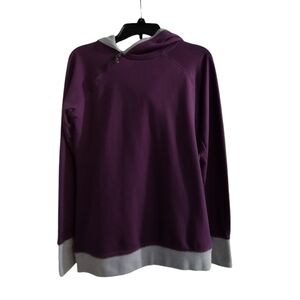 EUC FOUND purple & gray tunic top with hood - small - medium weight